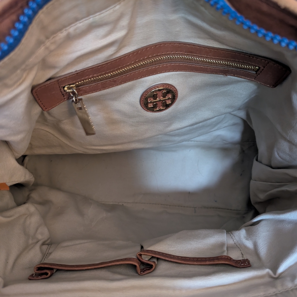 Blue and Brown Quilted Tote Bag - Picture 15 of 16